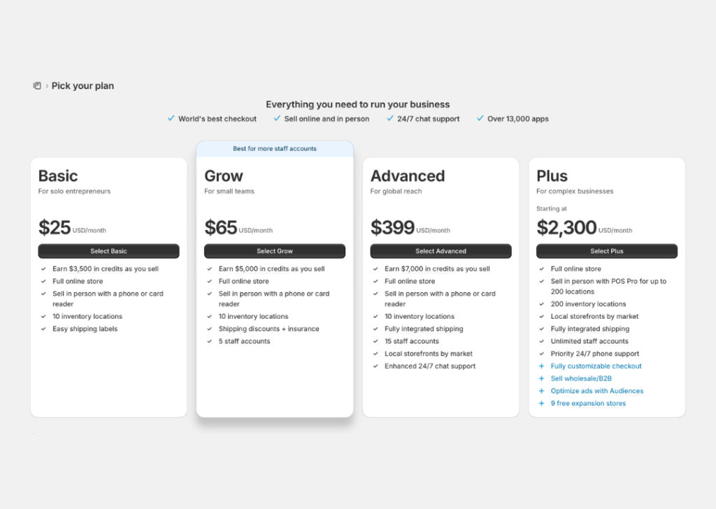 Shopify-Price-Plan