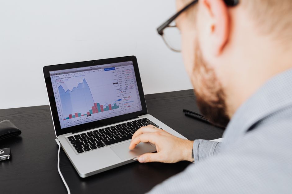 Business owner checking website analytics