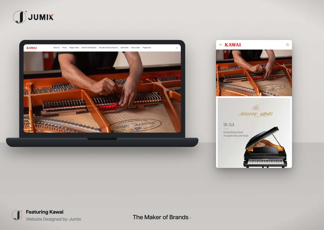 Custom Jumix website design compared with a template based DIY builder site