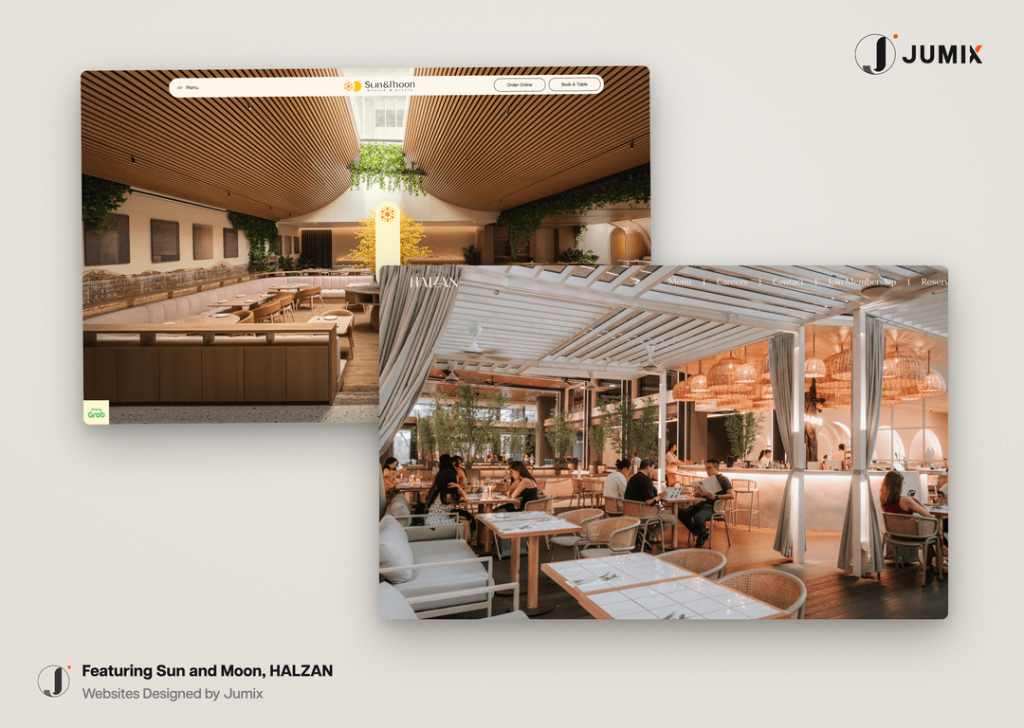 Sun and Moon and HALZAN restaurant websites designed by Jumix