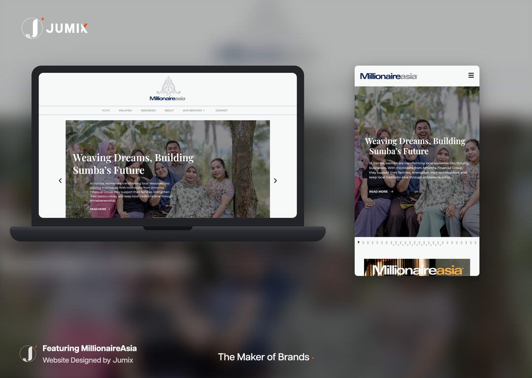 MillionaireAsia website design across desktop and mobile