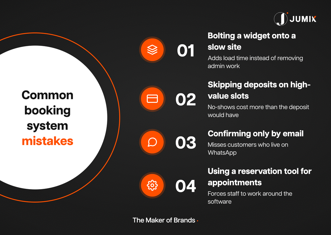 Common mistakes when adding a booking system to a website