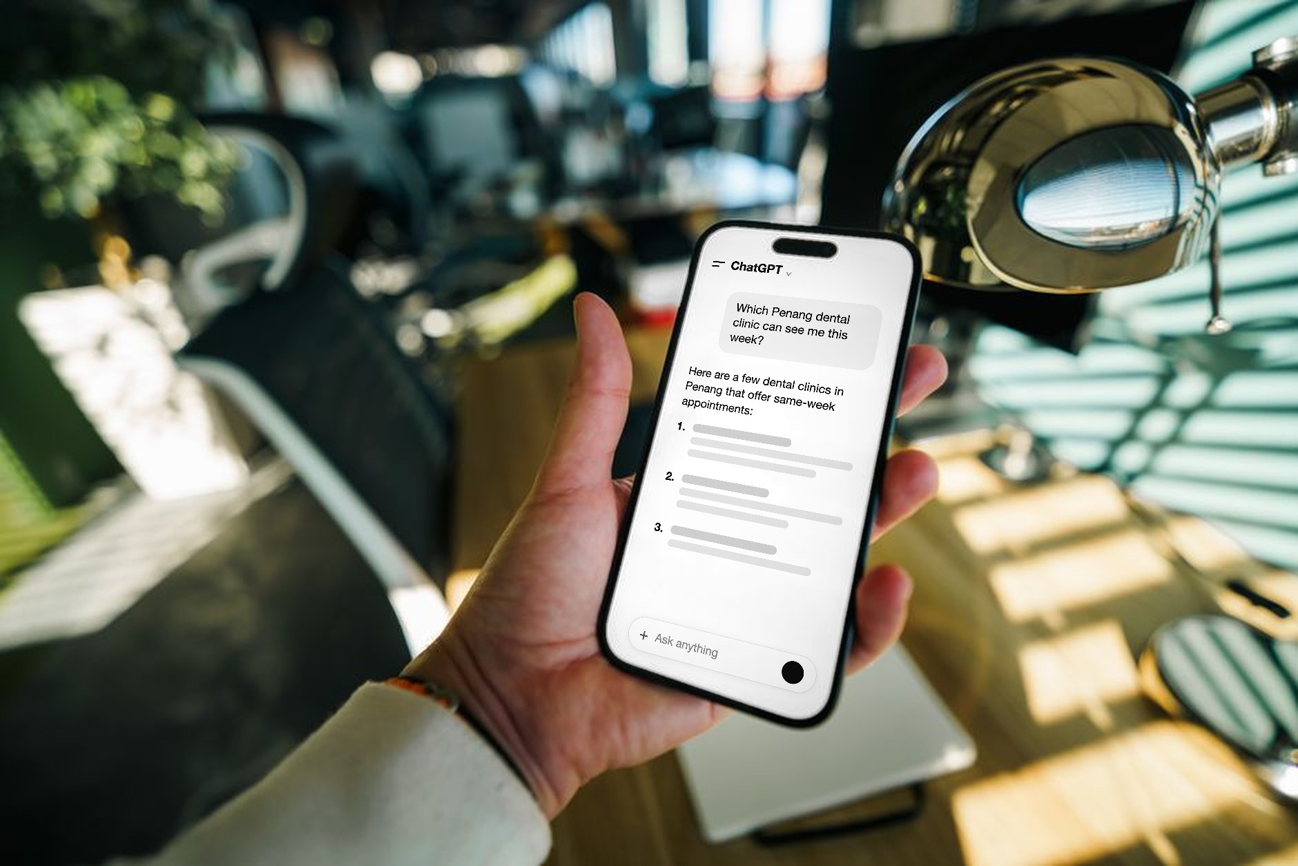 Checking AI visibility results on a smartphone